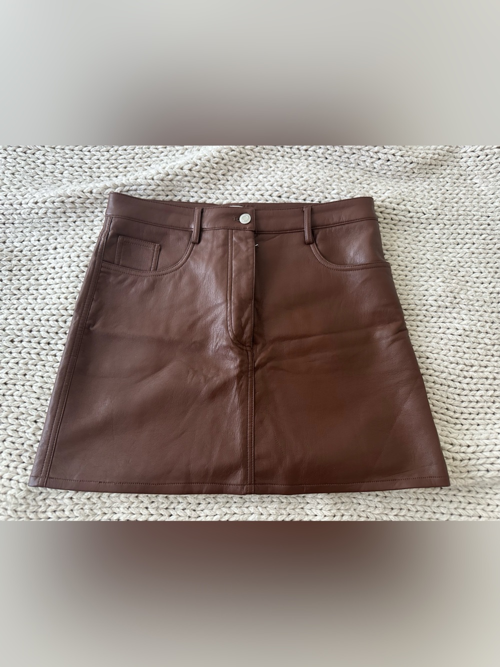 Artizia Brown Leather A-Line Skirt